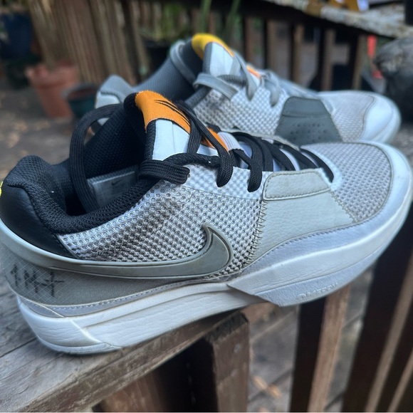 NIKE Ja Morant White and Gray Sneakers with Orange Accent Men’s Size 7.5 - Picture 2 of 13